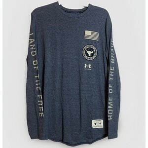 Under Armour Project Rock Mens Small Long Sleeve Freedom Land Of The Free Flag